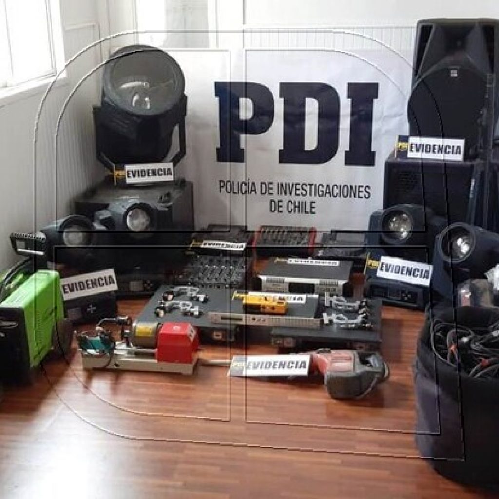 PDI recupera equipos de audio sustraídos desde centro de eventos de Quintero