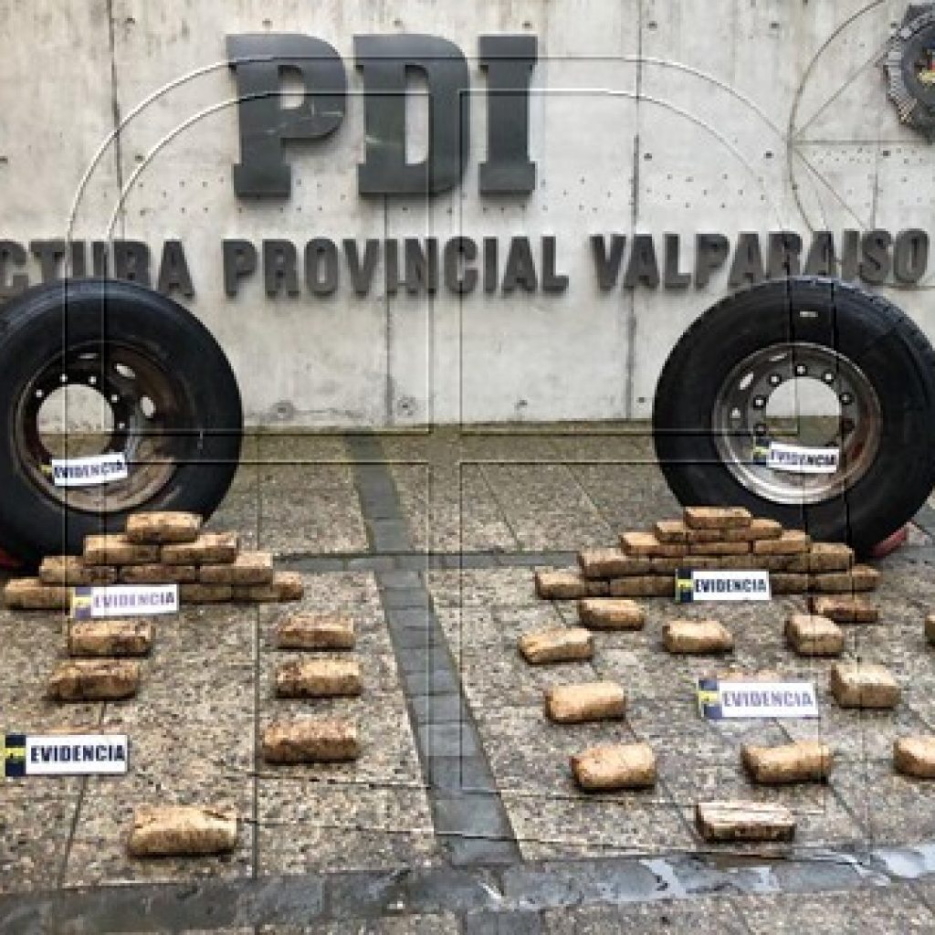 Valparaíso: PDI incauta más de 52 kilos de droga oculta en neumáticos