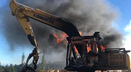 Una retroexcavadora y un camión resultaron quemados en Tirúa