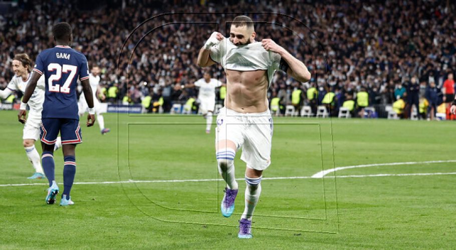 Champions-Octavos: Benzema lidera remontada histórica del Madrid ante el PSG